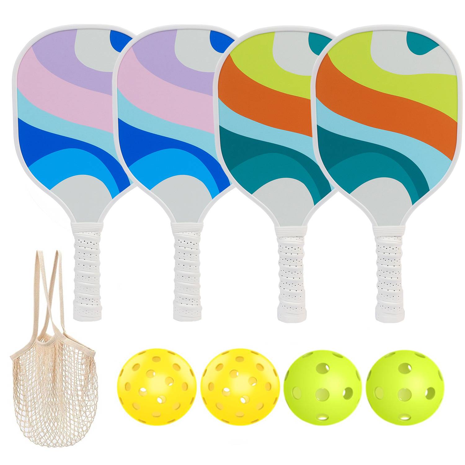 [Nine -layer poplars Pork Raiders] 4 rackets (border)+4 ball+1 net pocket [Model 7001]